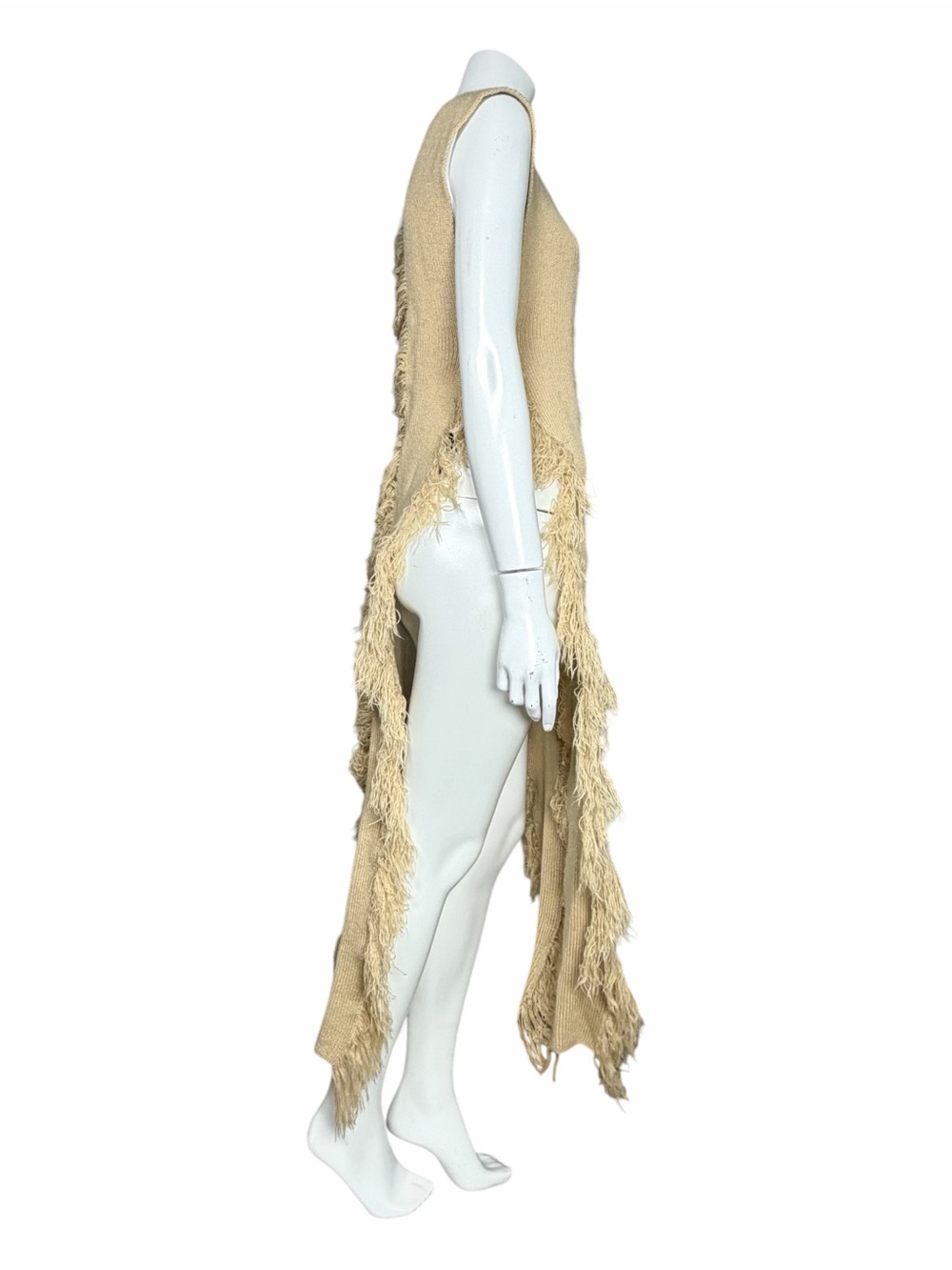 Primi Distressed Knit Maxi Vest Dress Open Side Tie Festival Boho One Size - Picture 4 of 8